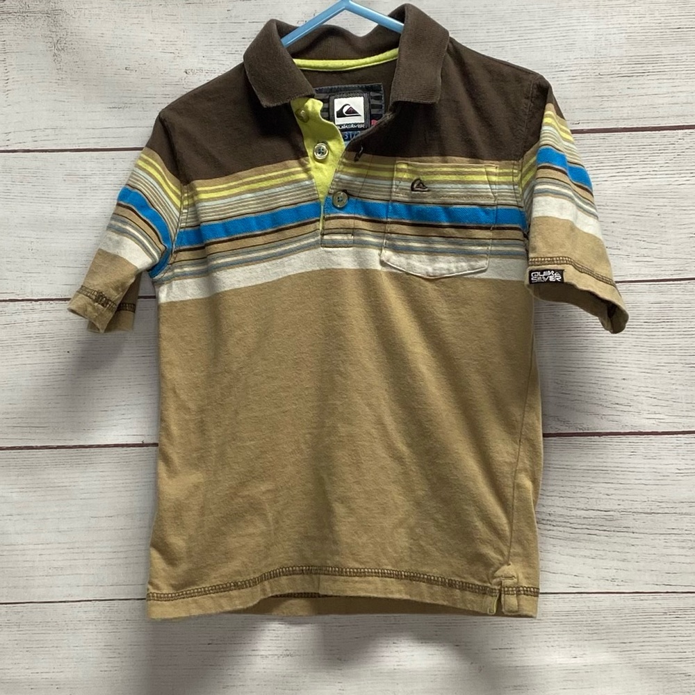 3T Boys Quiksilver Brown Stripped Polo Shirt
